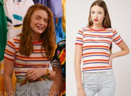 Stranger Things Season 3 Episode 2 Max S Rainbow Striped Tee Shop Your Tv