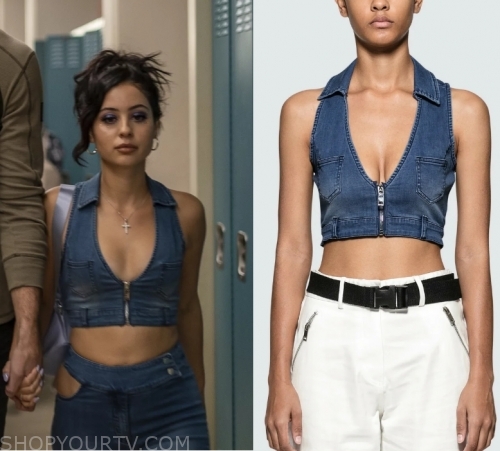 Euphoria: Season 1 Episode 3 Maddy's Denim Zip Up Crop Top, Shop Your TV