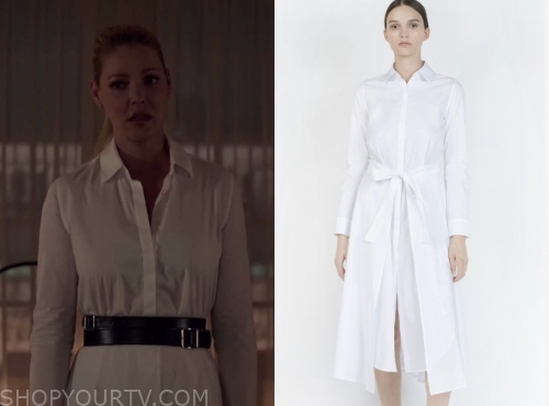 Samantha's white belted dress on Suits