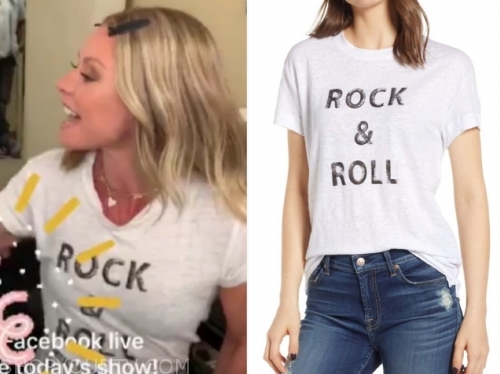 uddybe dis subtropisk Live with Kelly and Ryan: September 2019 Kelly Ripa's White Rock & Roll Tee  | Shop Your TV