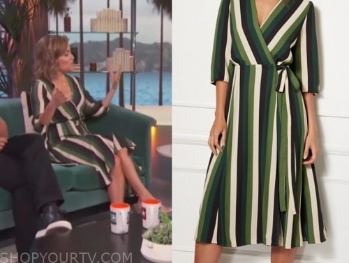 Access Hollywood: September 2019 Kit Hoover's Green Striped Wrap Dress ...