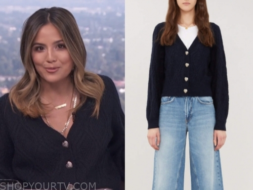 E! News: Daily Pop October 2019 Erin Lim's Navy Blue Heart Button ...