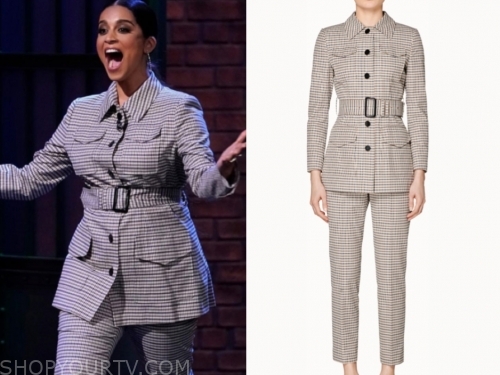 lilly singh, late night with seth meyers, check suit