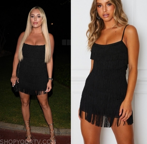 towie black sequin fringe bodycon dress