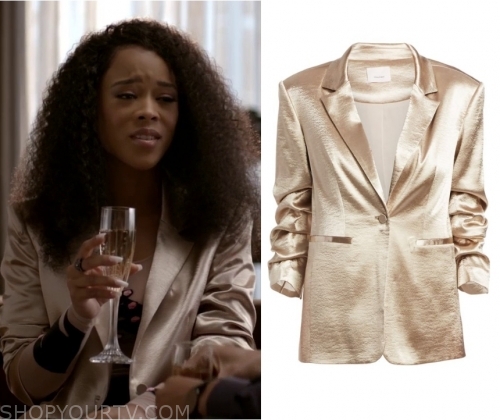 Empire: Season 6 Episode 4 Tiana's Gold Satin Blazer | Shop Your TV