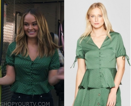 Insatiable: Season 2 Episode 2 Patty's Green Dot Button Front Peplum ...