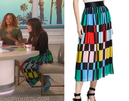 The Talk: October 2019 Marie Osmond's Rainbow Printed Skirt | Shop Your TV