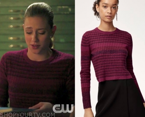 Riverdale: Season 4 Episode 6 Betty's Pink Checked Ribbed Sweater ...