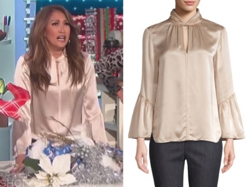 The Talk: November 2019 Carrie Ann Inaba's Blush Satin Twist Keyhole ...