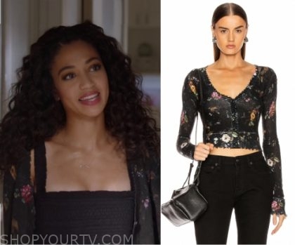 All American: Season 2 Episode 5 Olivia's Black Floral Cardigan | Shop ...