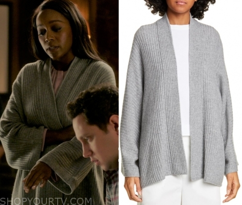 HTGAWM: Season 6 Episode 6 Michaela's Grey Ribbed Cardigan | Shop Your TV