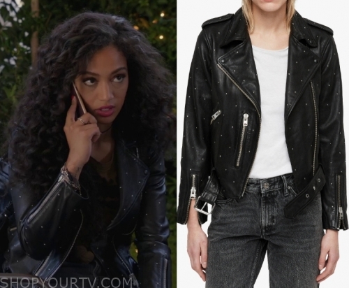 All American: Season 2 Episode 6 Olivia's Studded Leather Jacket | Shop ...