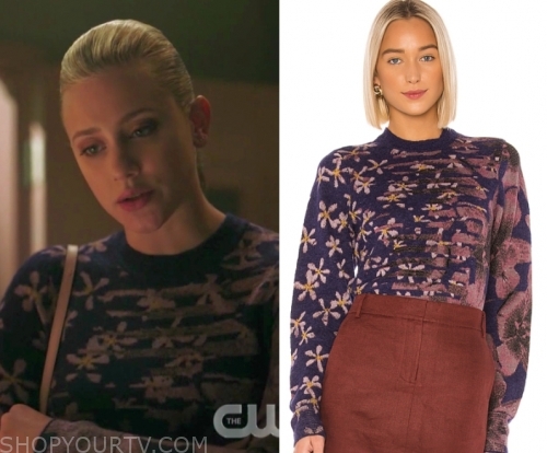 Riverdale: Season 4 Episode 9 Betty's Purple Floral Sweater | Shop Your TV