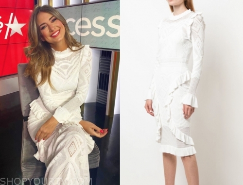 Access Hollywood: December 2019 Nikki Novak's White Knit Ruffle Dress ...