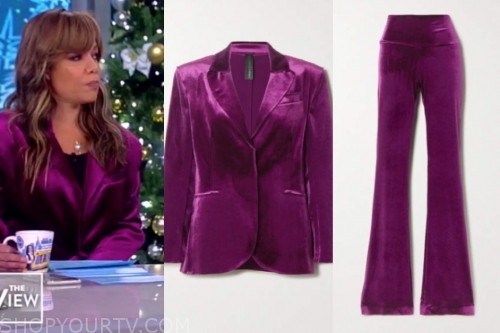 The View: December 2019 Sunny Hostin's Purple Velvet Blazer and Pant ...