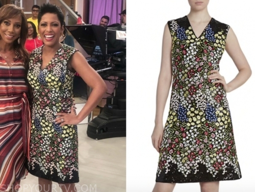 tamron hall's floral v-neck sheath dress