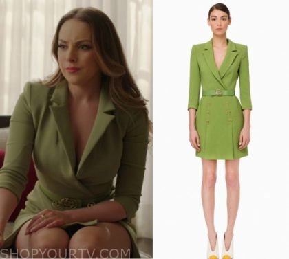 green belted blazer dress