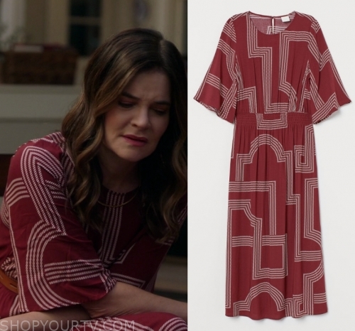 The Unicorn: Season 1 Episode 12 Caroline's Red Printed Dress | Shop ...