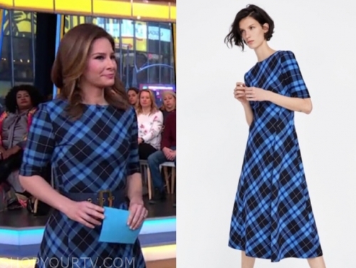 Good Morning America: January 2020 Rebecca Jarvis's Blue Plaid Midi ...