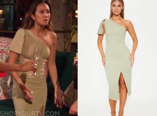 tammy l.'s green one-shoulder midi dress