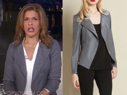 hoda kotb's grey leather jacket