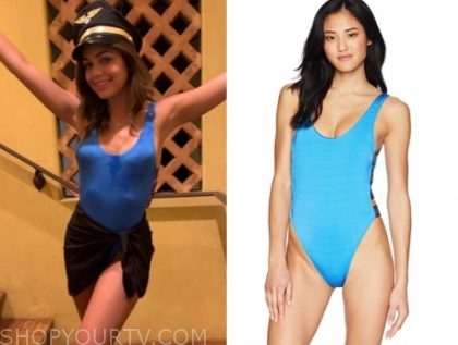 The Bachelor Season 24 Episode 3 Hannah Ann S S Blue One Piece Side Cutout Swimsuit Shop Your Tv