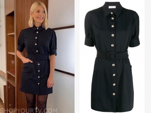 This Morning: January 2020 Holly Willoughby's Navy Blue Belted Button ...