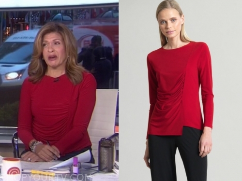 hoda kotb, the today show, red ruched top