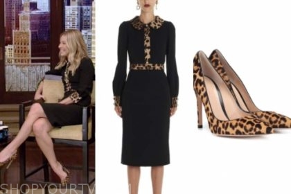 black dress with leopard trim