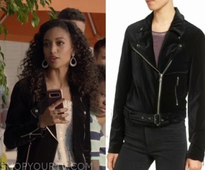 All American: Season 2 Episode 9 Olivia's Black Velvet Jacket | Shop ...