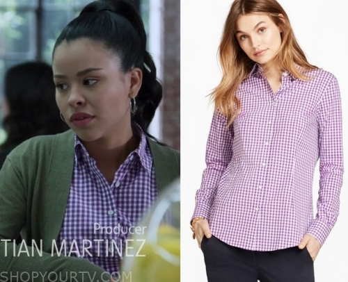 Good Trouble: Season 2 Episode 12 Mariana's Purple Gingham Check Blouse ...