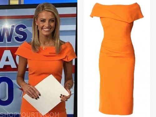 fox and friends, carley shimkus, orange sheath dress