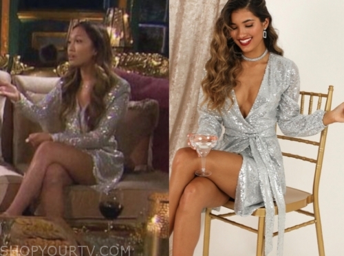 tammy l., silver sequin wrap dress, the bachelor