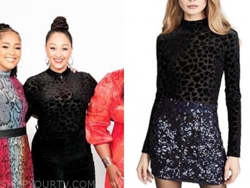 tamera mowry, the real, black heart turtleneck