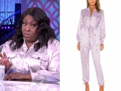 The Real: February 2020 Loni Love's Lilac Purple Satin Jumpsuit | Shop ...