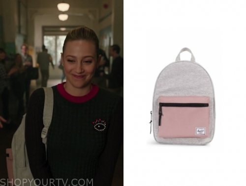 Riverdale: Season 4 Episode 11 Betty's Pink/Grey Backpack | Shop Your TV