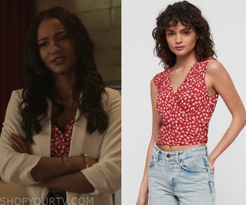 All American: Season 2 Episode 12 Layla's Red Floral Wrap Top | Shop ...