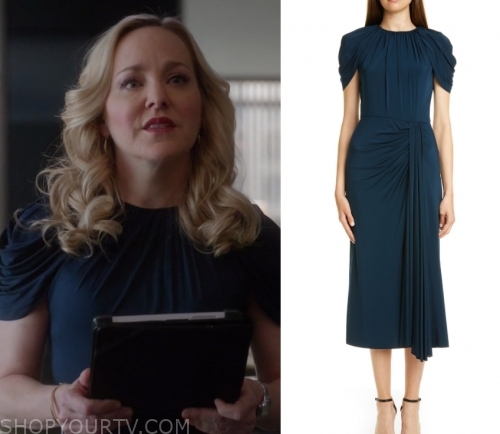 Bull: Season 4 Episode 14 Marissa's Blue Draped Dress | Shop Your TV