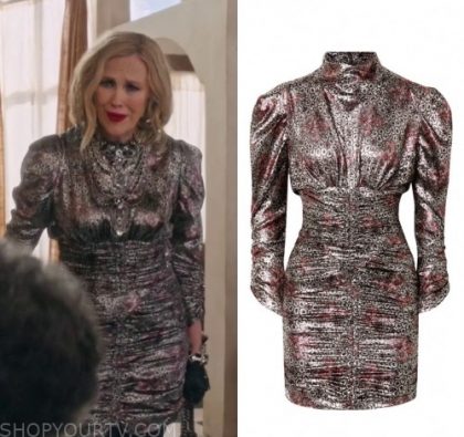 Schitts Creek: Season 6 Episode 10 Moira's Metallic Dress | Shop Your TV