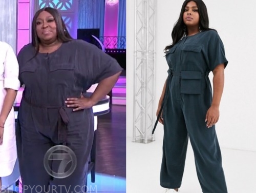 The Real: March 2020 Loni Love's Navy Blue Utility Jumpsuit | Shop Your TV