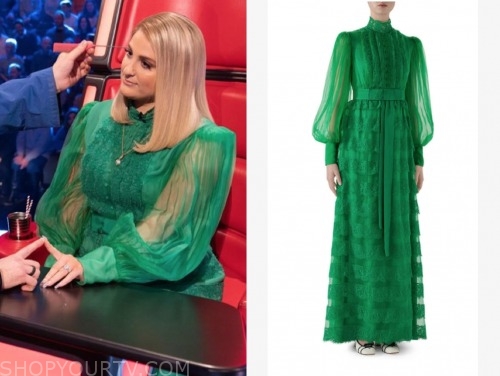 The Voice UK: March 2020 Meghan Trainor's Green Maxi Dress | Shop Your TV