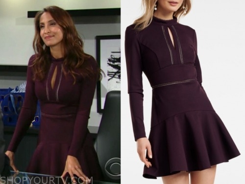 the young and the restless, lily, purple dress