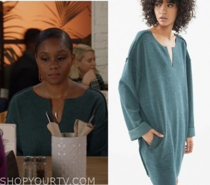 All American: Season 2 Episode 13 Simone's Green Sweatshirt Dress ...