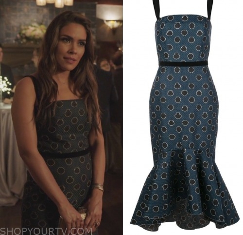 Dynasty: Season 3 Episode 14 Cristal's Blue Shell Dot Dress | Shop Your TV