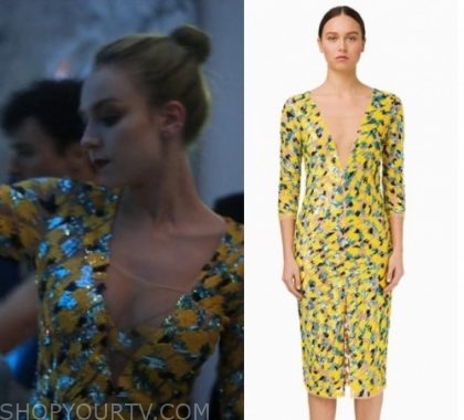 Elite: Season 3 Episode 4 Carla's Yellow Sequin Dress | Shop Your TV