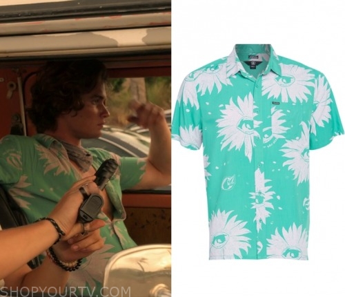 Outer Banks: Season 1 Episode 3 John B's Green Printed Shirt | Shop Your TV