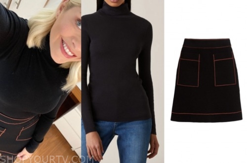holly willoughby, this morning, black turtleneck, black skirt