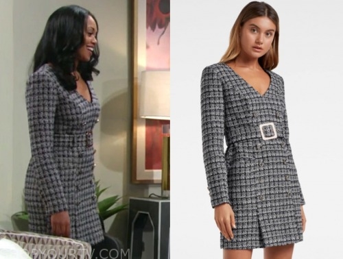 amanda sinclair, mishaal morgan, the young and the restless, boucle tweed dress