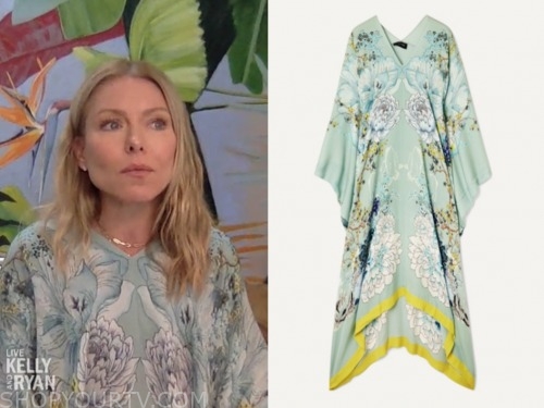 kelly ripa, live with kelly and ryan, green floral caftan