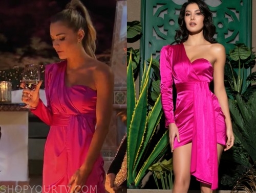 savannah, listen to your heart, hot pink one-shoulder dress
